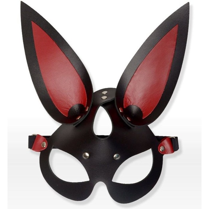 Черно-красная кожаная маска с длинными ушками - BDSM accessories