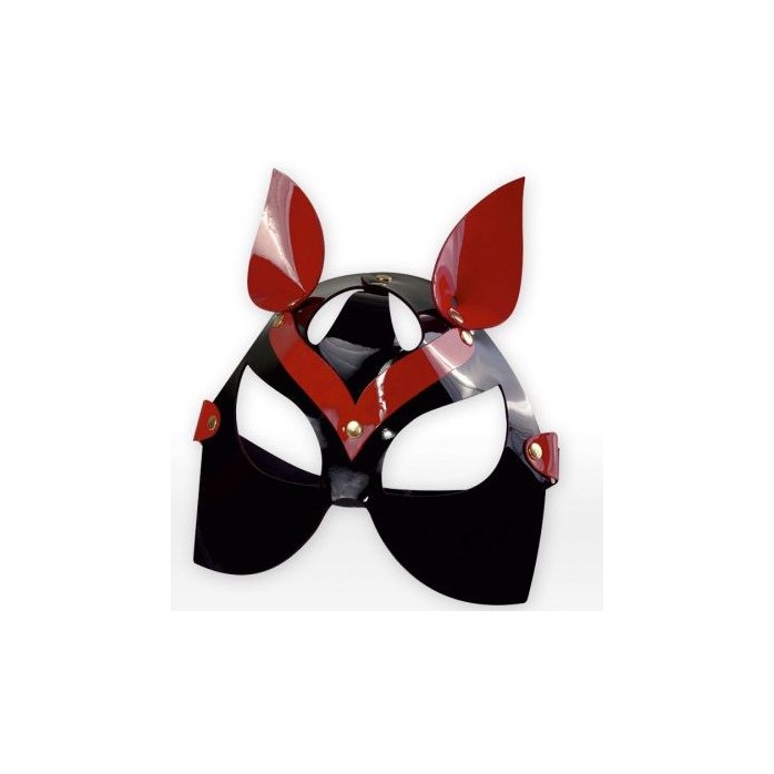 Черно-красная маска кошки из лаковой кожи - BDSM accessories