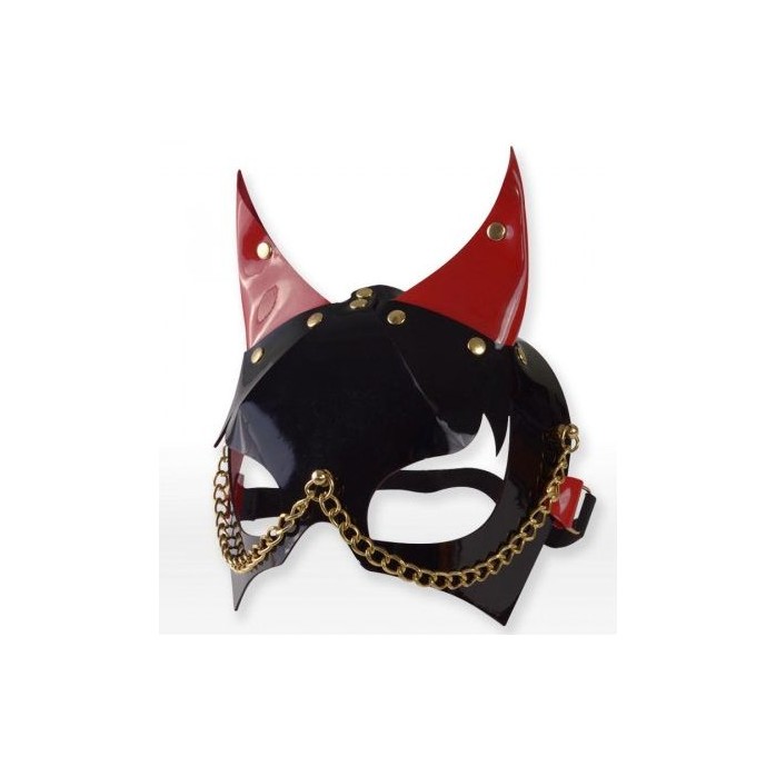 Черно-красная маска с рожками - BDSM accessories