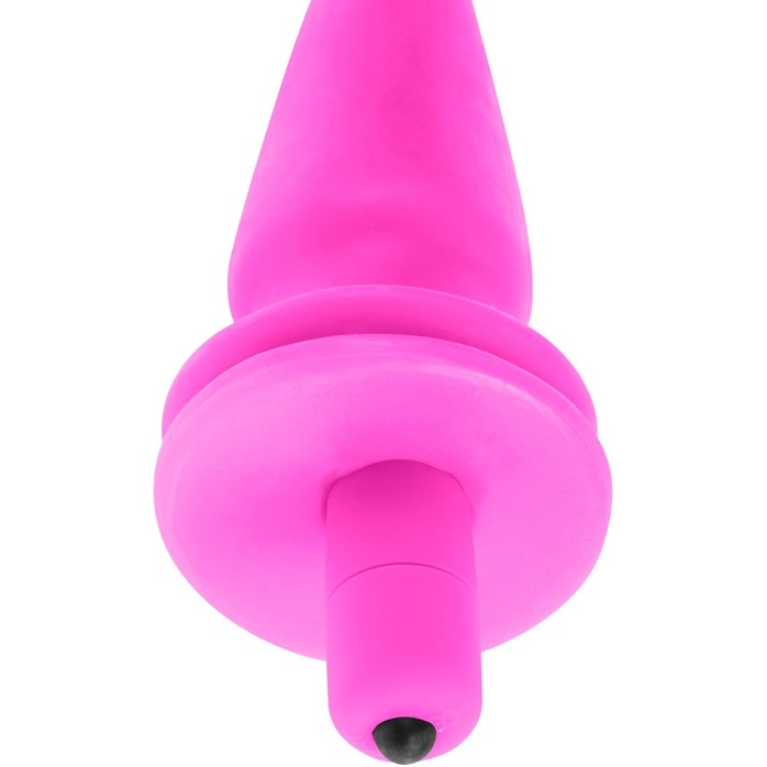 Розовая анальная вибропробка Vibrating Butt Plug - 14,5 см - Neon Luv Touch. Фотография 3.