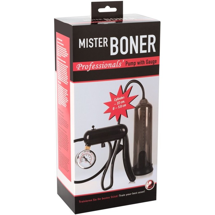 Черная вакуумная помпа с манометром Mister Boner Professionals Pump - You2Toys. Фотография 2.