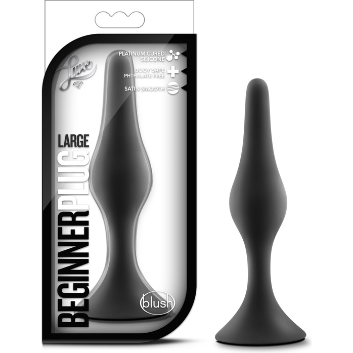 Черная анальная пробка Beginner Plug Large - 13,3 см - Luxe. Фотография 4.