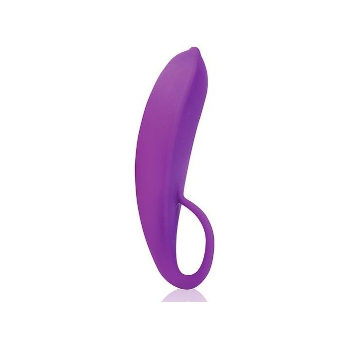 Фиолетовый женский стимулятор с колечком-ручкой - 18 см - COSMO