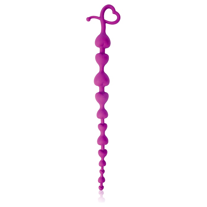 Фиолетовая анальная цепочка с ограничителем - 28 см
