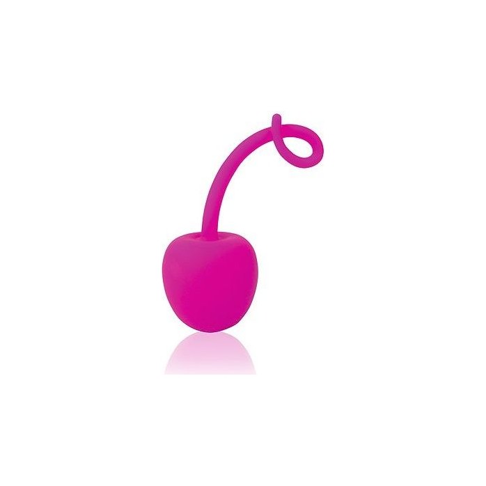 Розовый силиконовый вагинальный шарик-вишенка с хвостиком - COSMO