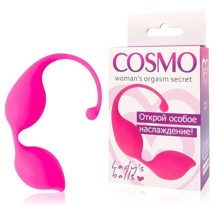 Миндалевидные вагинальные шарики розового цвета с хвостиком - COSMO. Фотография 2.