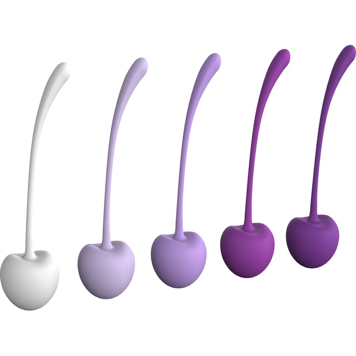 Набор из 5 фиолетово-белых шариков CHERRY KEGEL EXERCISERS - Pleasure Balls   Eggs