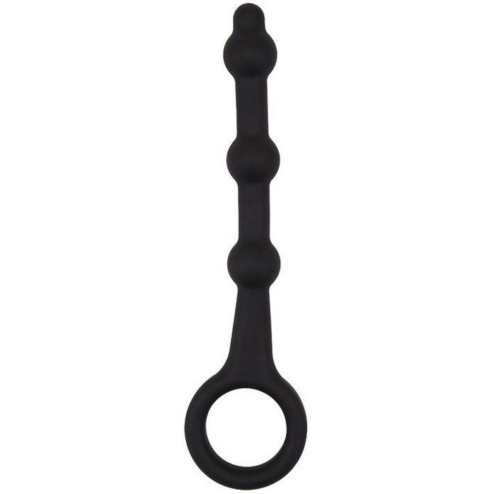 Черная силиконовая анальная цепочка-елочка с колечком - 13,5 см - SEX EXPERT