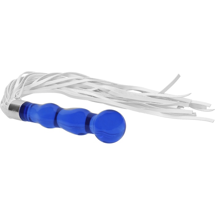 Синий анальный стимулятор-плеть Whipster с белыми хвостами - Chrystalino. Фотография 2.