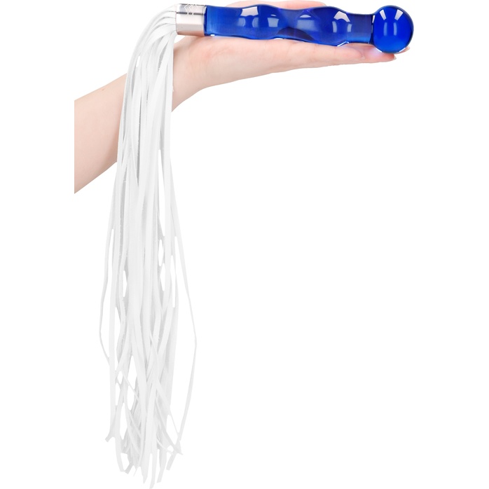 Синий анальный стимулятор-плеть Whipster с белыми хвостами - Chrystalino. Фотография 3.