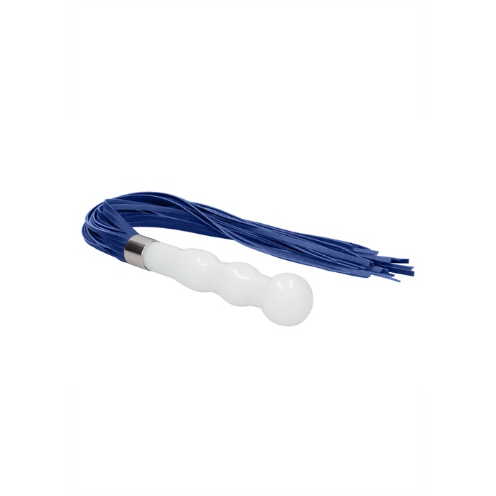 Белый анальный стимулятор-плеть Whipster с синими хвостами - Chrystalino. Фотография 2.