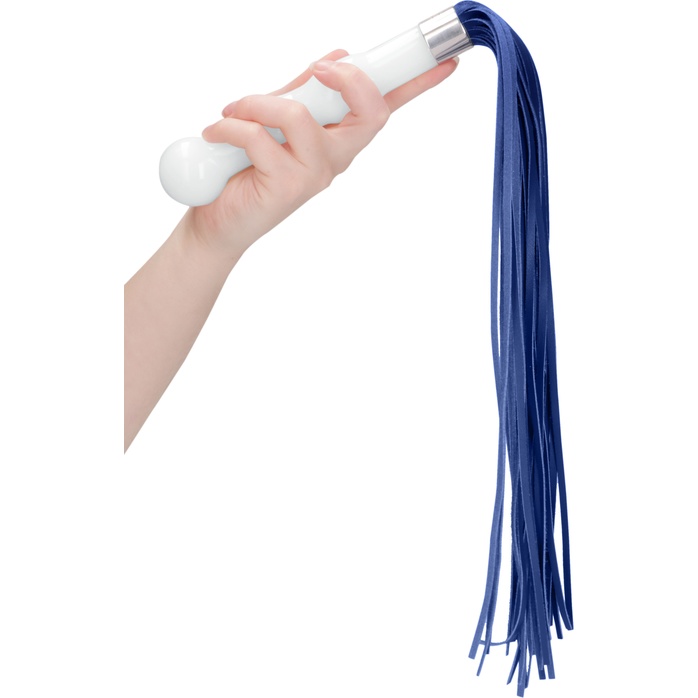 Белый анальный стимулятор-плеть Whipster с синими хвостами - Chrystalino. Фотография 4.