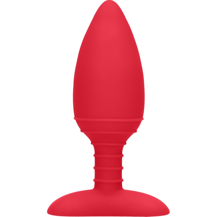 Красная анальная пробка Glow с вибрацией и подогревом - 12 см - Elegance