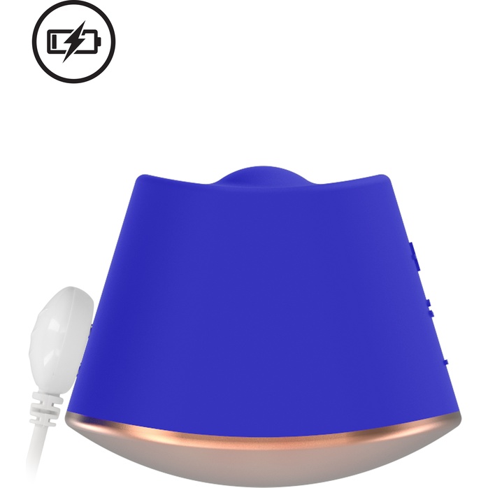 Синий клиторальный стимулятор Dazzling с вибрацией и ротацией - 6,7 см - Elegance. Фотография 8.