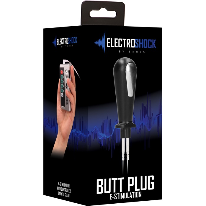 Черный электростимулятор с проводящей насадкой E-Stim Butt Plug - 8 см - Electroshock. Фотография 3.