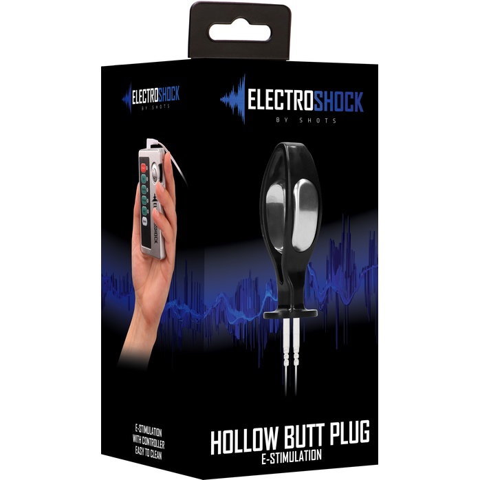 Черный электростимулятор с проводящей насадкой E-Stim Hollow Butt Plug - 7,8 см - Electroshock. Фотография 5.