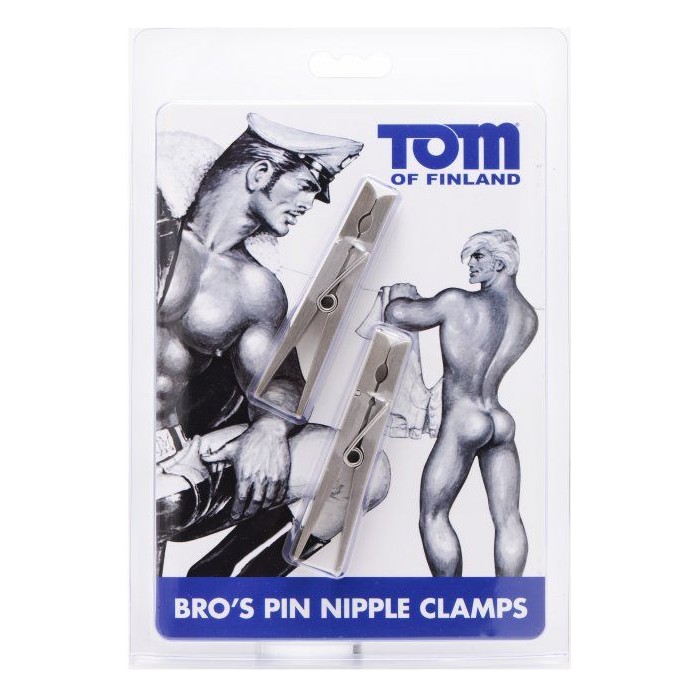 Зажимы на соски в виде бельевых прищепок Bros Pin Nipple Clamps - Tom of Finland. Фотография 3.
