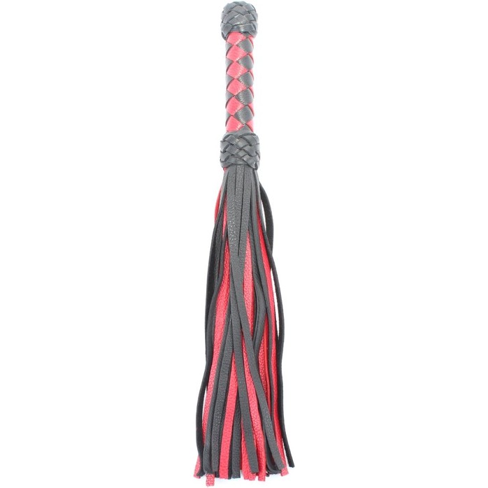 Черно-красная плеть с плетеной ручкой с ромбовидным узором - 45 см. Фотография 3.