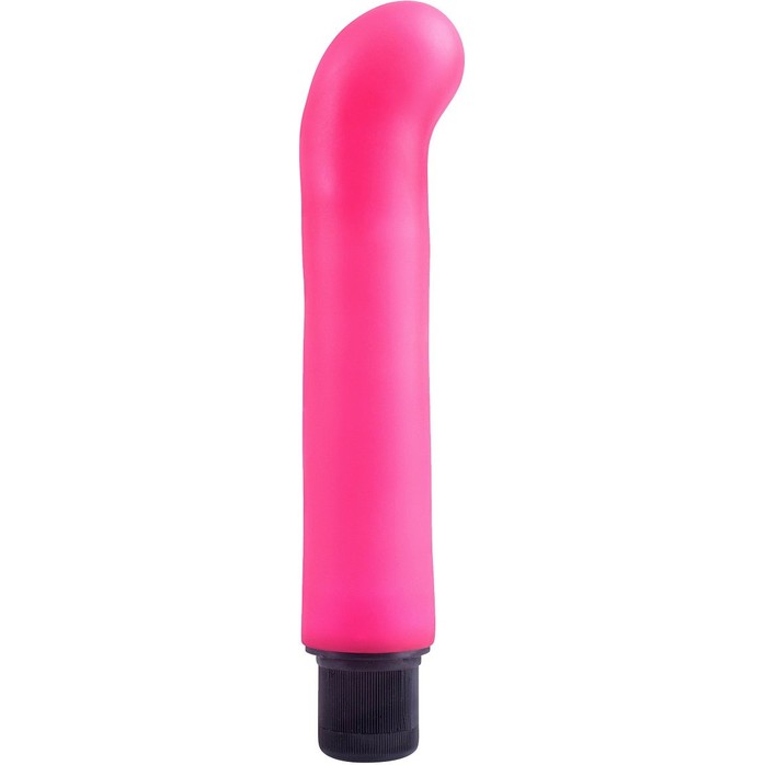 Ярко-розовый вибромассажер с загнутым кончиком XL G-Spot Softees - 16,2 см - Neon Luv Touch