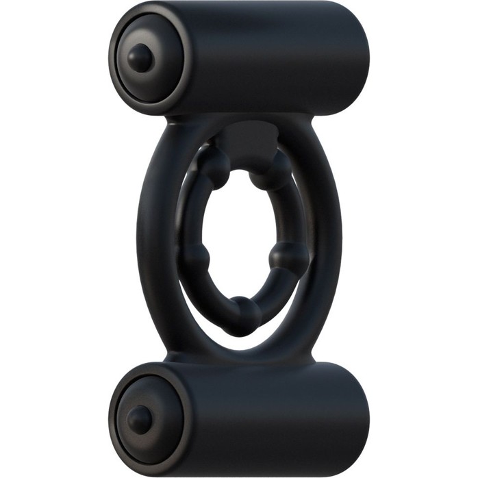 Черное силиконовое виброкольцо Extreme Double Trouble - Fantasy C-Ringz. Фотография 4.
