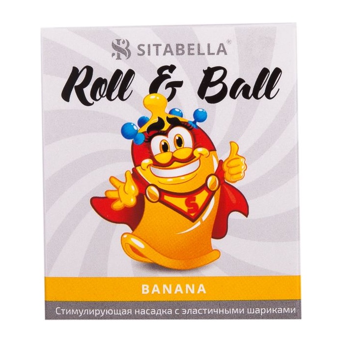 Стимулирующий презерватив-насадка Roll Ball Banana - Sitabella condoms. Фотография 2.