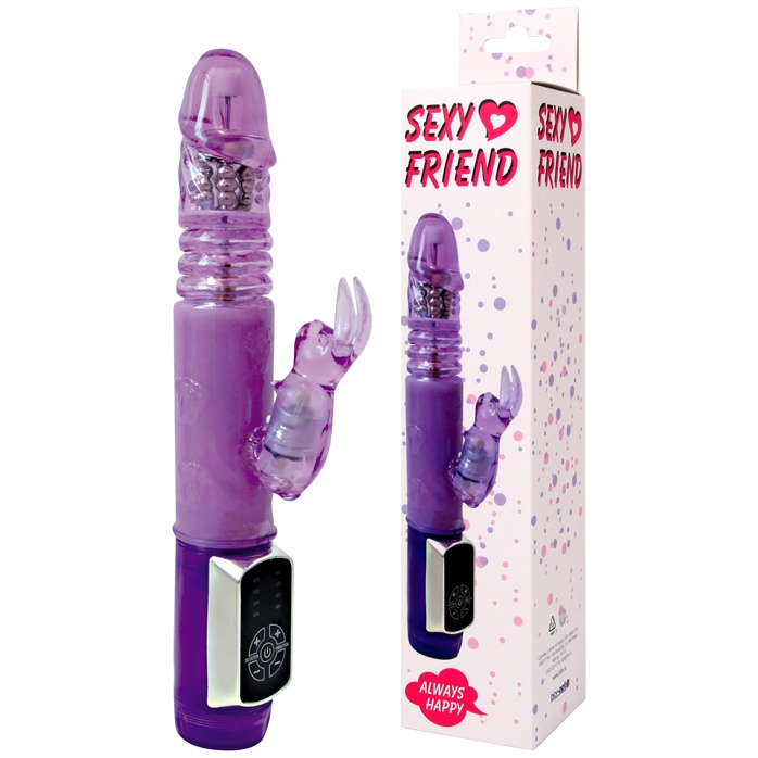 Фиолетовый вибратор-ротатор Always Happy - 24 см - SEXY FRIEND. Фотография 2.
