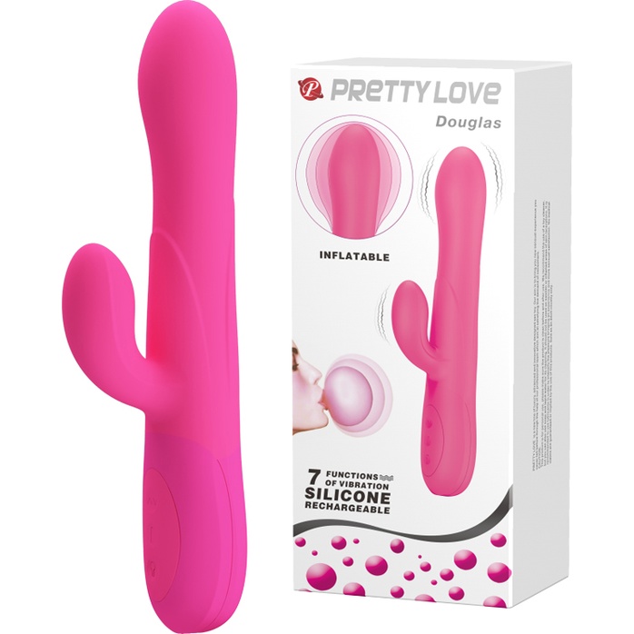 Розовый вибратор Douglas с клиторальным отростком и функцией расширения - 24,9 см - Pretty Love. Фотография 2.