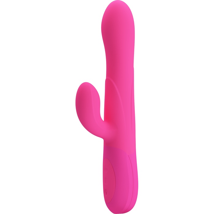 Розовый вибратор Douglas с клиторальным отростком и функцией расширения - 24,9 см - Pretty Love