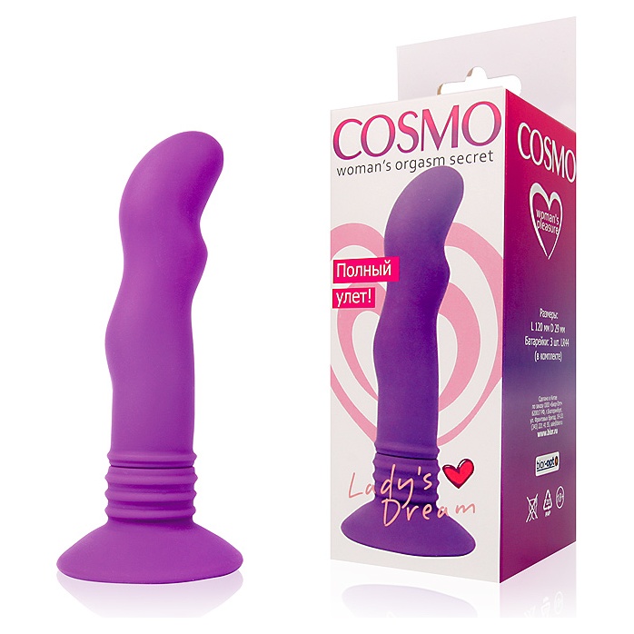 Фиолетовый вибромассажер Cosmo на присоске - 12 см. Фотография 2.