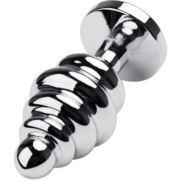 Серебристая анальная пробка-елочка с красным кристаллом - 7 см - Metal. Фотография 2.