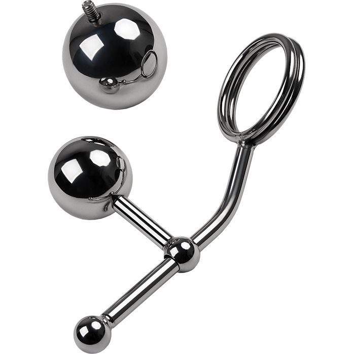 Серебристые бондажные стринги со сменными шарами - Metal