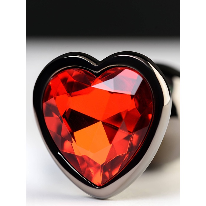 Серебристая коническая анальная пробка с красным кристаллом - 7,5 см - Metal. Фотография 6.