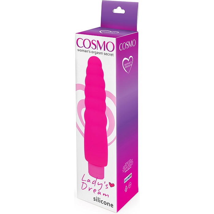 Розовый силиконовый вибратор Cosmo - 15 см. Фотография 3.