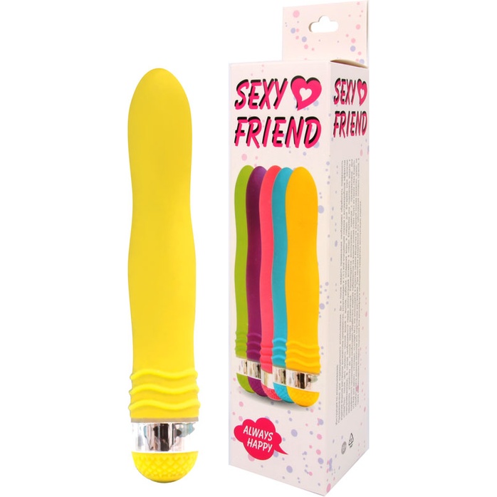 Желтый эргономичный вибратор Sexy Friend - 17,5 см. Фотография 2.