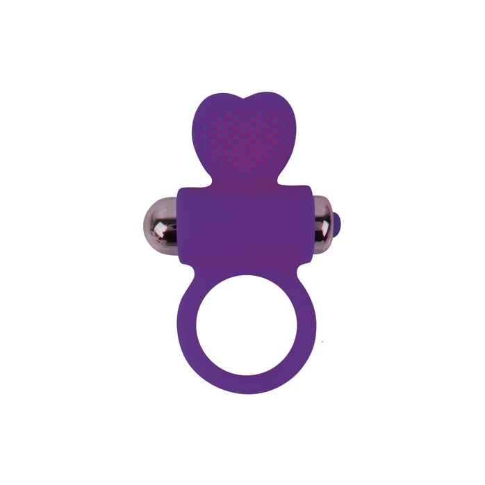 Фиолетовое эрекционное виброкольцо с сердечком - SWEET TOYS