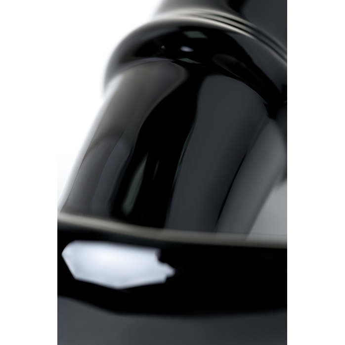 Черная стеклянная анальная втулка Sexus Glass с ограничителем - 11,5 см - Sexus Glass. Фотография 5.