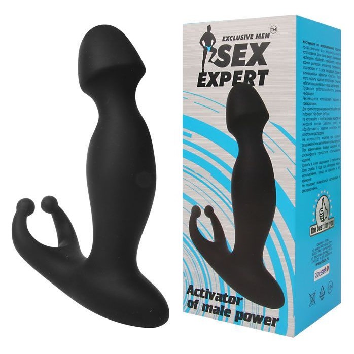 Черный силиконовый массажер простаты Sex Expert - 11,7 см - SEX EXPERT. Фотография 2.