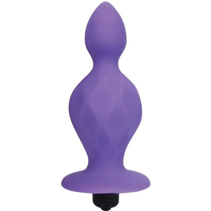 Фиолетовая коническая анальная вибровтулка - 10 см - SWEET TOYS