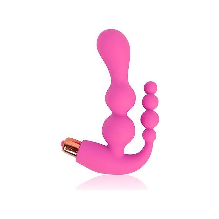 Розовый анально-вагинальный вибратор - 20 см - COSMO