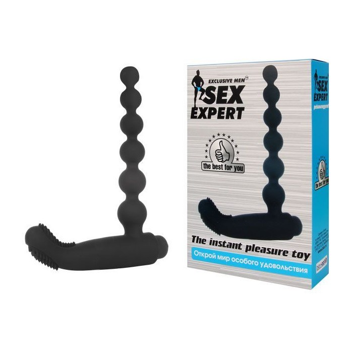 Черный силиконовый массажер простаты-елочка Sex Expert - SEX EXPERT. Фотография 2.