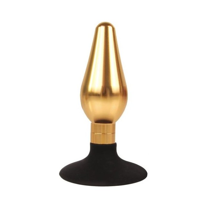 Золотисто-черная конусовидная анальная пробка - 10 см - IRON LOVE