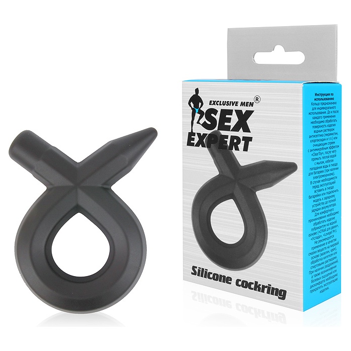 Черное силиконовое эрекционное кольцо Sex Expert - SEX EXPERT. Фотография 2.