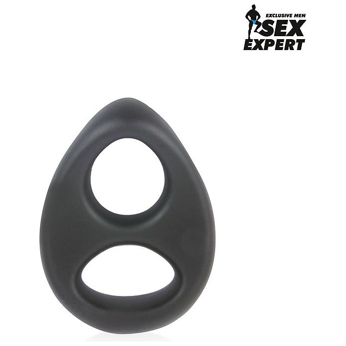 Черное силиконовое овальное эрекционное кольцо Sex Expert - SEX EXPERT