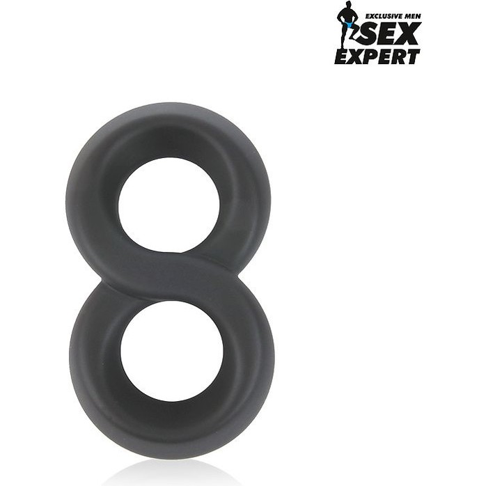 Черное силиконовое эрекционное кольцо Sex Expert в виде восьмерки - SEX EXPERT