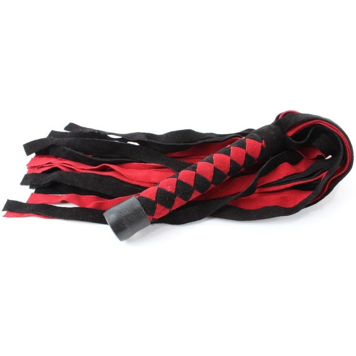 Черно-красная замшевая плеть с ромбами на рукояти - 60 см
