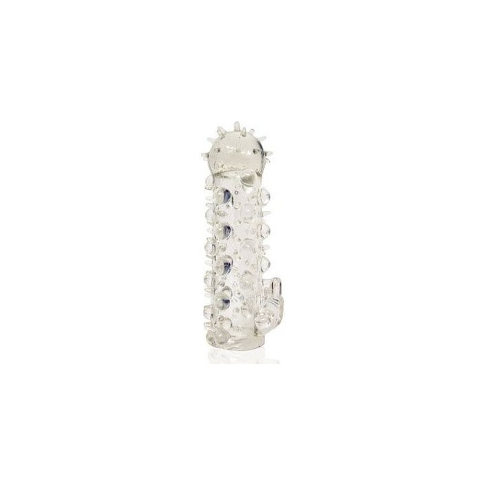 Закрытая прозрачная насадка Crystal sleeve с усиками и пупырышками - 13,5 см - EROWOMAN-EROMAN