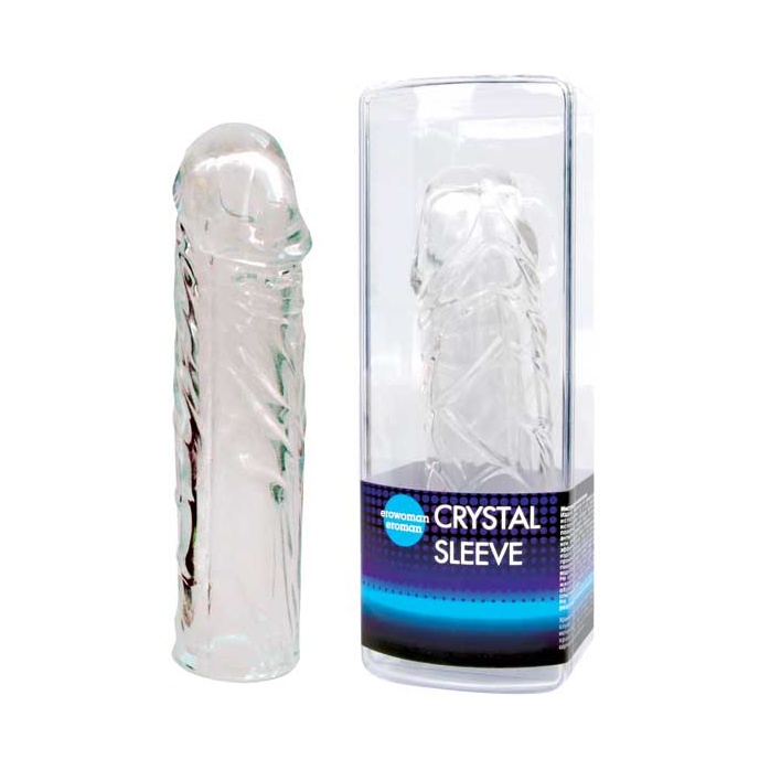Закрытая прозрачная насадка-фаллос Crystal sleeve - 16 см - EROWOMAN-EROMAN. Фотография 2.