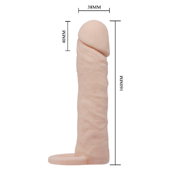 Насадка на пенис с кольцом для мошонки - 16 см - SEX EXPERT. Фотография 2.