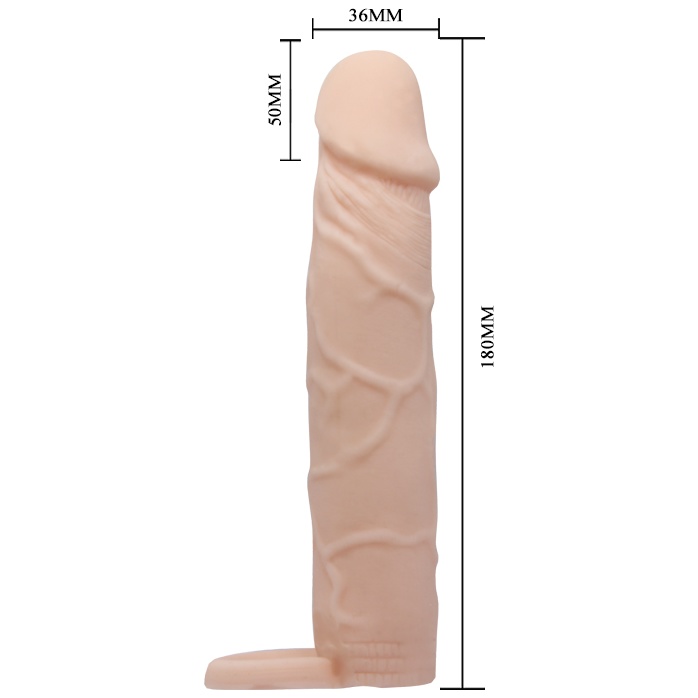 Насадка на пенис с кольцом для мошонки - 17,4 см - SEX EXPERT. Фотография 4.