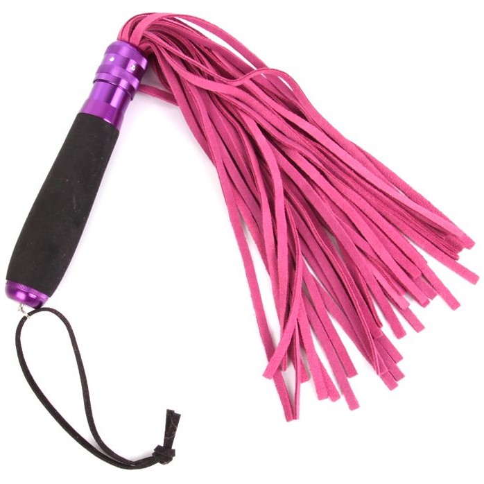 Розовый флоггер с черной металлической ручкой Notabu - 40 см - NOTABU